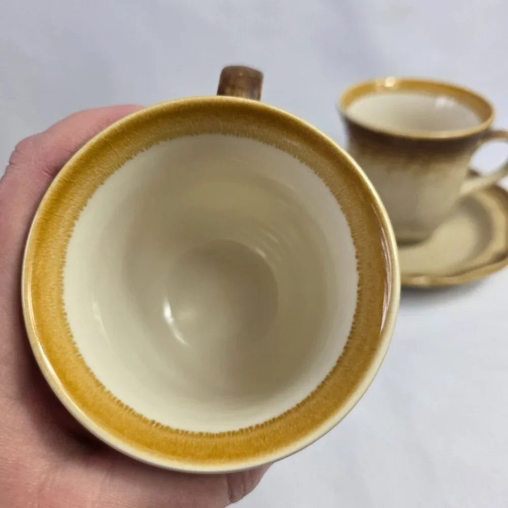 TWO Mikasa Whole Wheat Cup & Saucer Sets Beige & Brown E8000